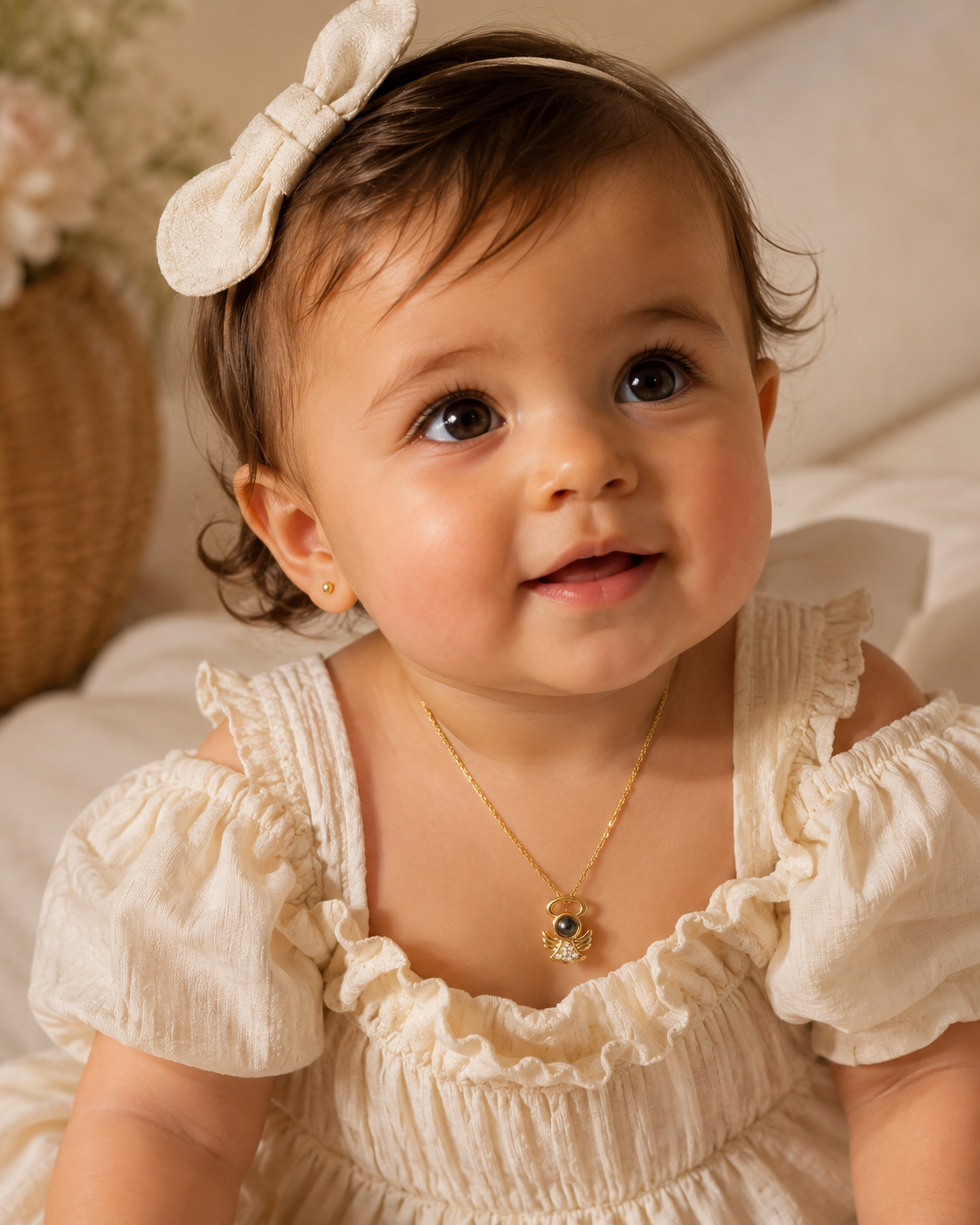 Baby Girl Angel Wings Pendant Necklace — 18K Gold Plated